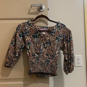 Anthropologie Maeve Floral Top in Purple and Blue